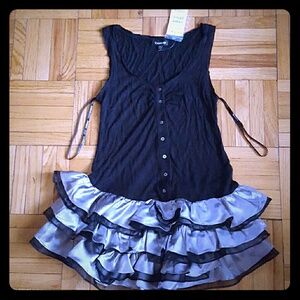 ♡Bebe Black & Pretty Grey Ruffled Dress♡